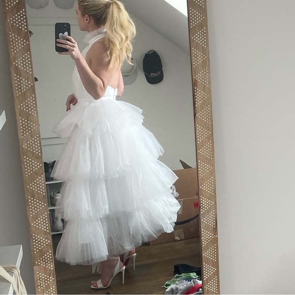 White tulle ruffle Rehearsal dinner or wedding dress - Picture 2 of 4